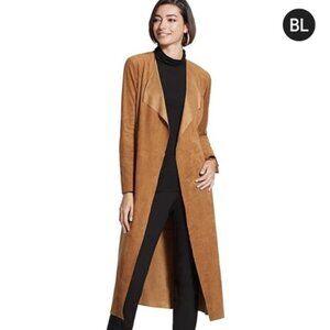 Chico's Black Label Faux Suede Maxi Jacket Color Nutshell Chico's Size 2 NWT